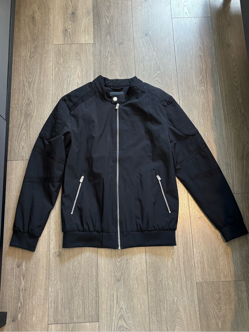 Men's Black Zip-Front Bomber Jacket